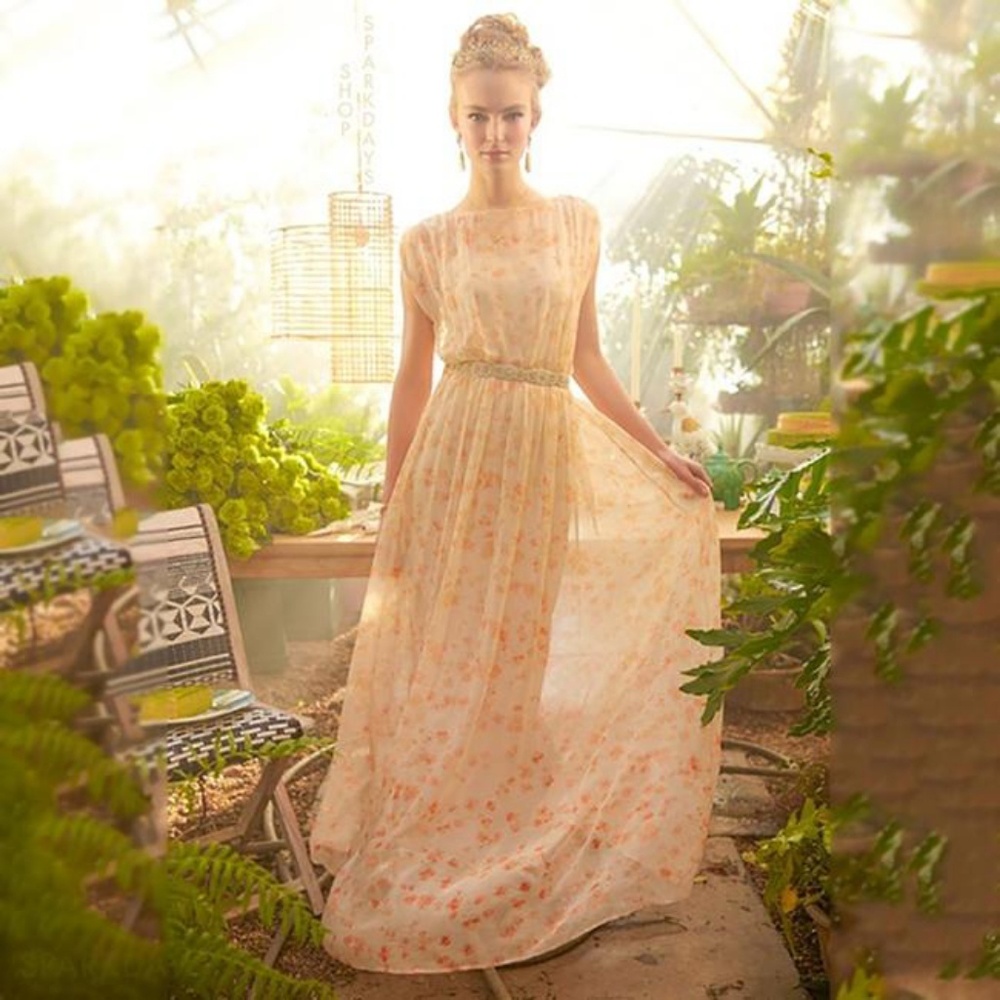 Paper Crown Peach Blossom Maxi Dress